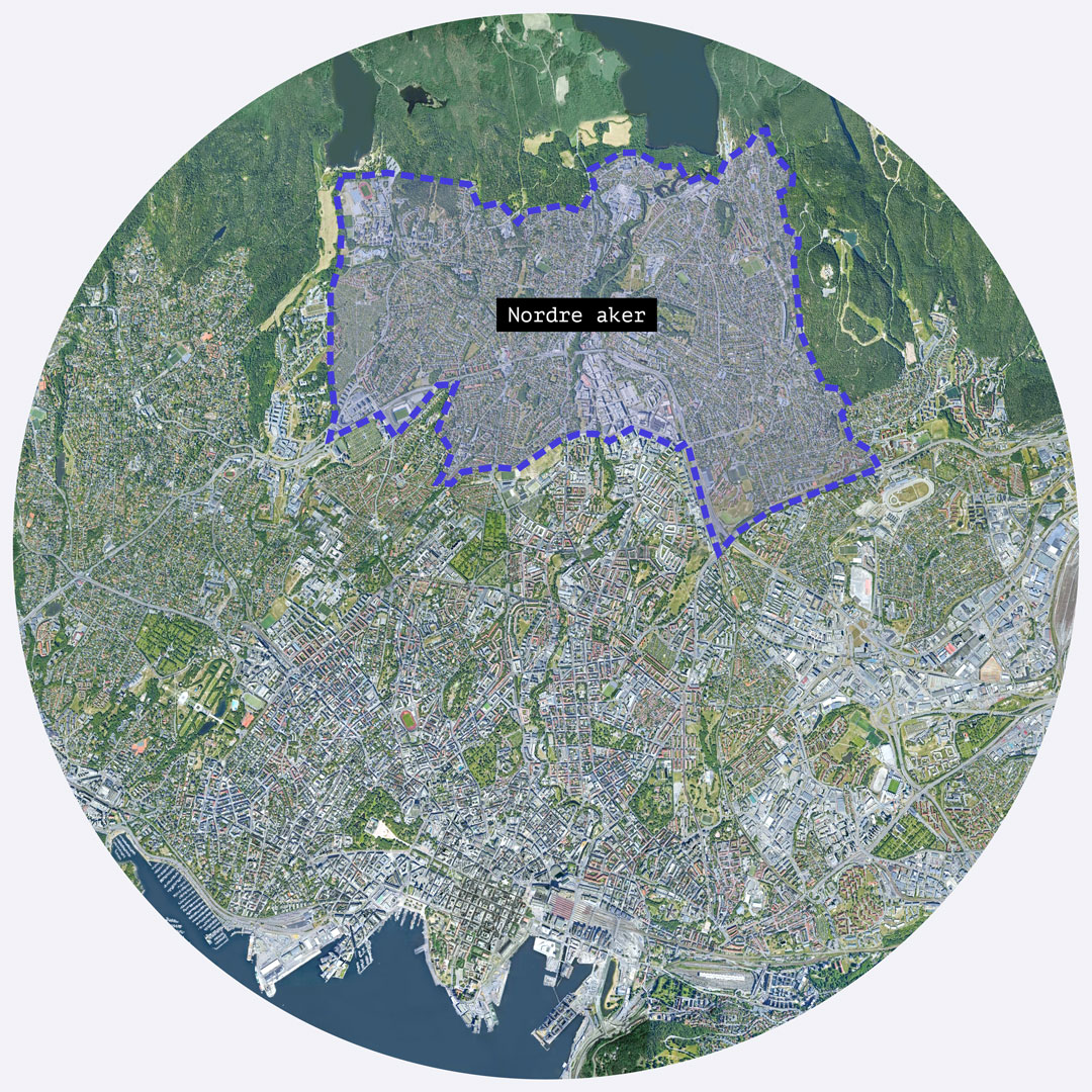 Bykart som viser Nordre Aker bydel i Oslo